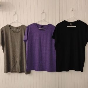 3 Pack Women's Gray, Purple, and Black Tops